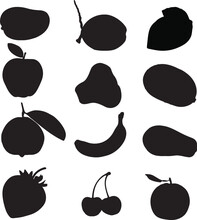 Black Fruit Vector Stock Illustration.
