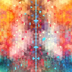 Poster - Watercolor abstract geometric colorful background of triangles for design