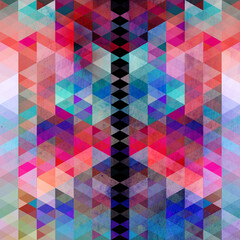 Poster - Watercolor abstract geometric colorful background of triangles for design