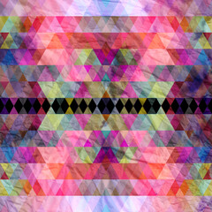 Poster - Watercolor abstract geometric colorful background of triangles for design