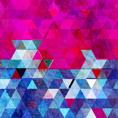 Poster - Watercolor abstract geometric colorful background of triangles for design