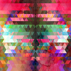 Poster - Watercolor abstract geometric colorful background of triangles for design