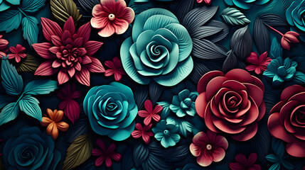 Sticker - roses on a black background