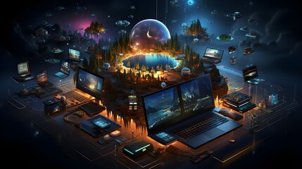 The Art of Software Creation: Isometric Illustration Unveiling the World of Development