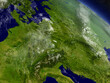 Central Europe with surrounding region as seen from Earth's orbit in space. 3D illustration with highly detailed planet surface and clouds in the atmosphere. Elements of this image furnished by NASA.