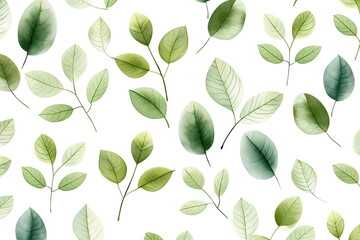 Wall Mural - green leaves on white background