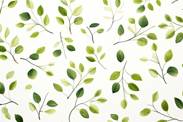 Wall Mural - green leaves on white background