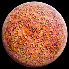 Wall Mural - planet with craters on a black background 3d illustration