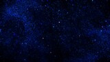 Fototapeta Kosmos - Abstract swarm of blue liquid buoyancy star particles. Elegant festive cosmic lights 3D illustration background. Horizontal magic holidays backdrop and twinkling fairy dust slow motion wallpaper.