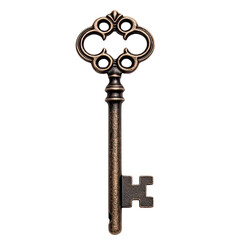 Vintage key isolated on transparent background, Generative AI