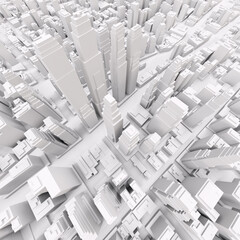 Poster - White modern city, aerial view. 3D rendering
