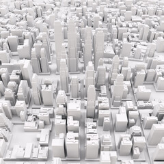 Poster - White modern city, aerial view. 3D rendering