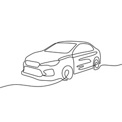 Wall Mural - continous line art car automotive black line draw conceptual