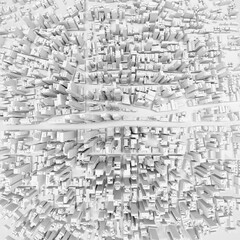 Poster - White modern city, aerial view. 3D rendering