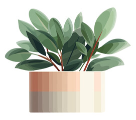 Wall Mural - Fresh green leaves in a pot