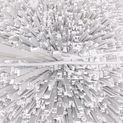 Poster - White modern city, aerial view. 3D rendering