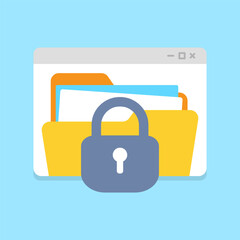 Poster - Locked folder on computer concept illustration flat design vector eps10. simple, modern graphic element for landing page ui, infographic, icon