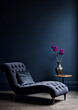  blank wall dark blue  style interior mockup living 