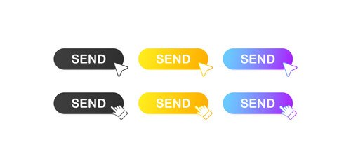 Poster - Send. Flat, color, send button, send file, website buttons.Vector icons.