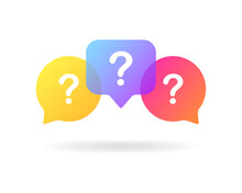 FAQ. Flat, Color, Important Questions, Speech Bubble With A Question Mark. Vector Icons.