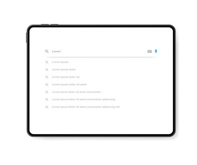 Poster - Browser layout. Flat, white, browser web page, ipad browser, browser search bar. Vector illustration.
