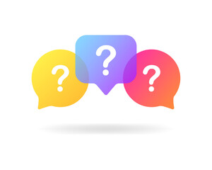 FAQ. Flat, color, important questions, speech bubble with a question mark. Vector icons.