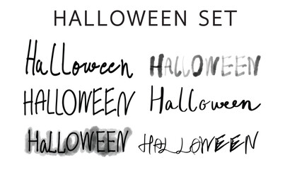 Wall Mural - halloween set collection happy text font calligraphy hand written lettering happy halloween october horror 31 thirty one spooky alphabet black dark message art character decoration night typography 