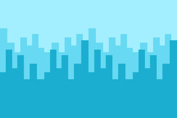 The background of multi storey buildings in a simple cubic style. Abstract silhouette of a big city in a blue monochrome palette.