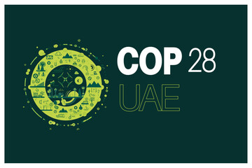 Wall Mural - COP 28  United Arab Emirates - 7-18 November 2023 vector illustration - UN International climate summit