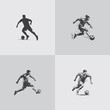 football player silhouette soccer sports game vector set design