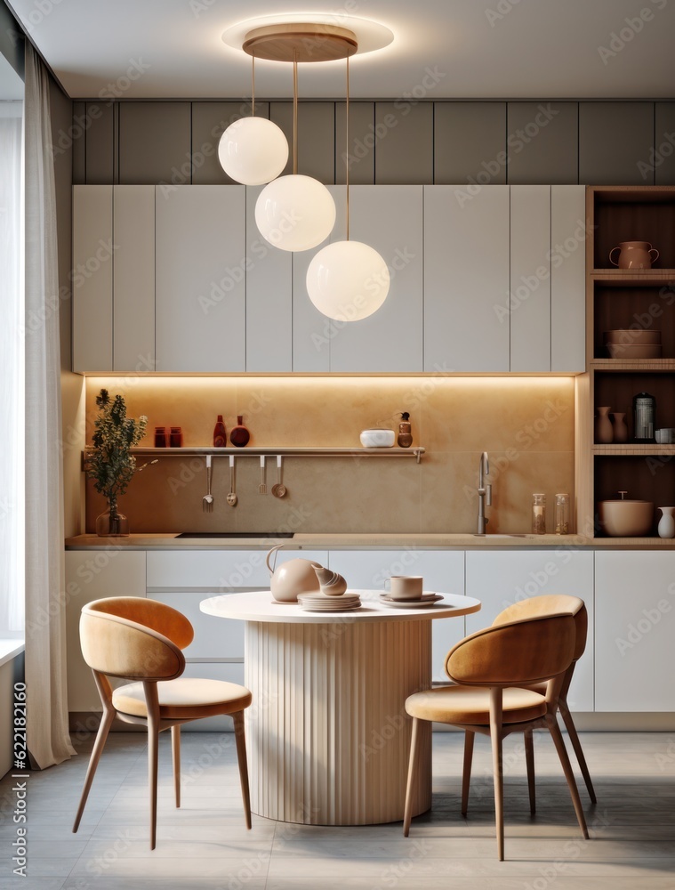 Modern and contemporary kitchen design with LED and sleek design Stock ...