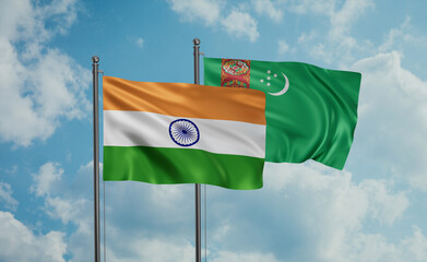 Turkmenistan and India flag