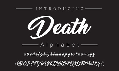 death lettering font isolated on black background. texture alphabet in street art and graffiti style