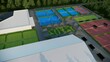 Padel court  , pickleball, tennis, animation video 3d rendering sport complex
