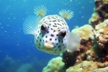 Photo Of White-spotted Pufferfish Swimming In The Sea