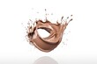 Chocolate milk splash isolated on white background, AI generated illustration