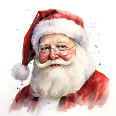 watercolor santa claus portrait, christmas illustration. generative ai