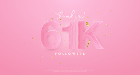 pink background to say thank you very much 61k followers.