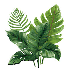  Set of tropical vector leaves. Variety. Ornamental plants. White background ,Generative AI