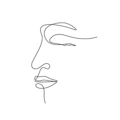 Wall Mural - woman face eye closed monoline decorative one line