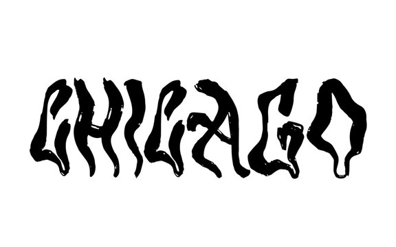 Chicago USA Lettering. Hand drawn letters. Hand drawn greeting card with text Chicago. Vector black illustration isolated on white background eps 10