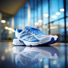 Wall Mural - Trendy sports shoes, festive sport gym banner template background