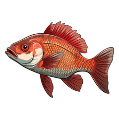 Sticker - Vibrant Aquatic Vision: Captivating 2D Illustration of the Red Empress Cichlid