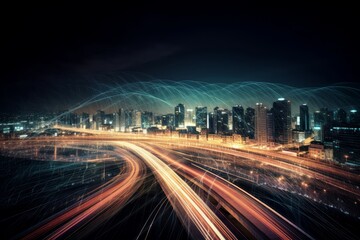 Long exposure city photo. Generate Ai