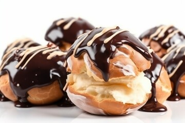 Poster - Profiteroles chocolate food. Generate Ai