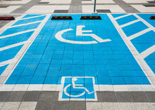 Wheelchair Signage Paint On Parking Lot Public Building Facility 