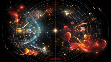 quantum physics science and research of the universe spiral background