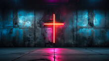 Modern Concrete Background With Cross. Christian Illustration.