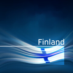 Poster - Finland flag background. Abstract finnish flag in the blue sky. National holiday card design. Business brochure design. State banner, finland poster, patriotic cover, flyer. Vector illustration