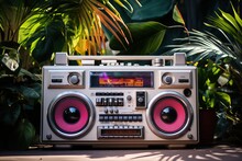 A Boombox With A Tropical Ambiance. It's Summer And Time To Make Party And Dance